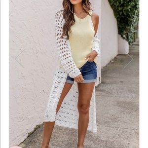 Pink lily long knit cardigan